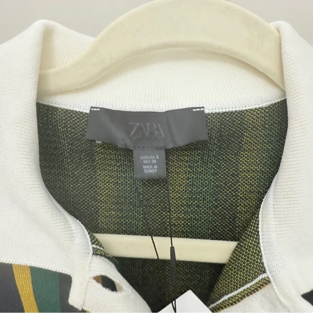 Zara Striped Green and Yellow Collared Sweater size S new with tags - Picture 5 of 5
